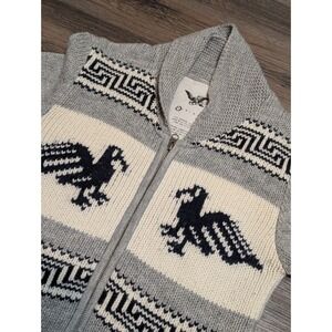 French‎ Connection UK Bird Fair Isle Full Zip Shawl Collar Cardigan Sweater XS
